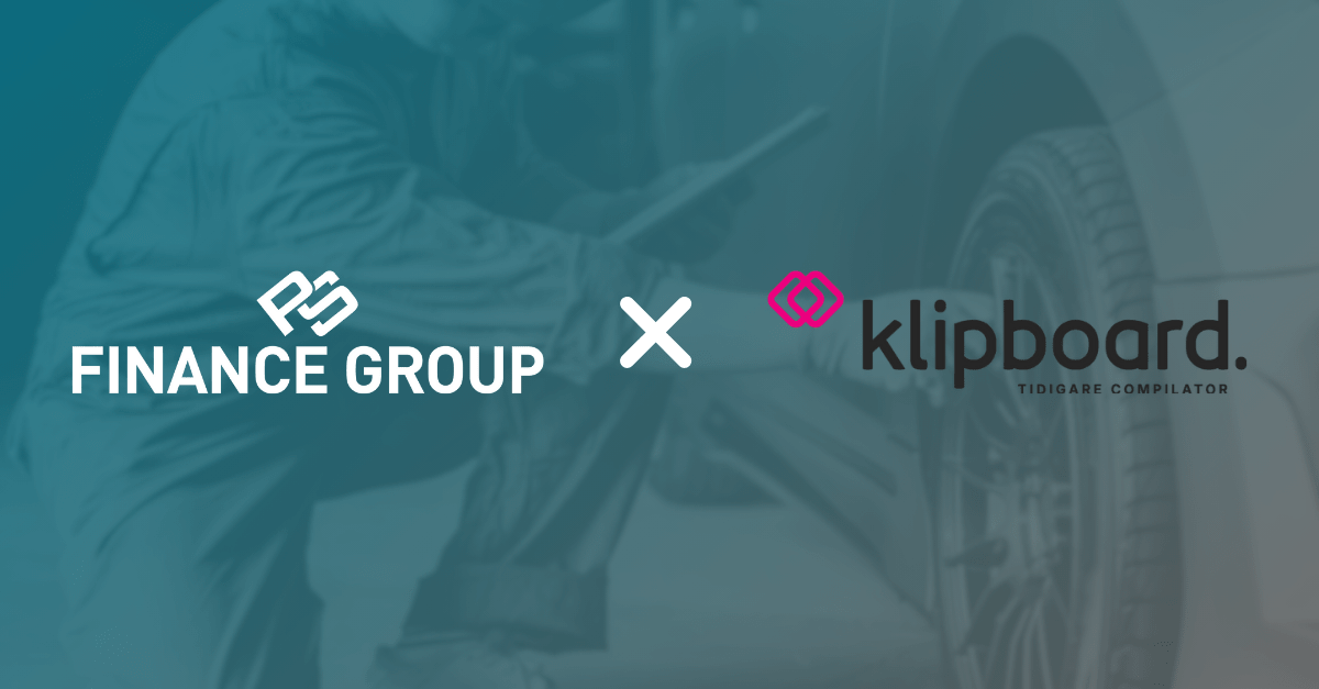 Tonad bild av däckbyte. PS Finance Group integration mot Klipboard.